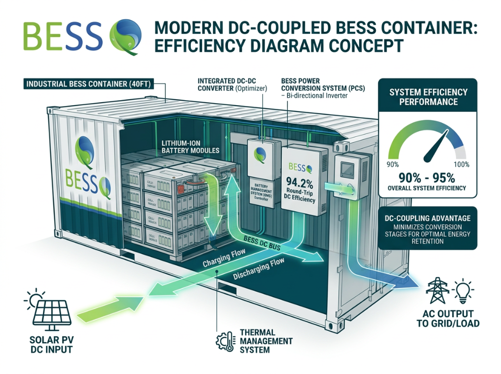 BessQ DC-gekoppelde BESS container met 90-95% efficiëntie voor Smart Mobility Hubs