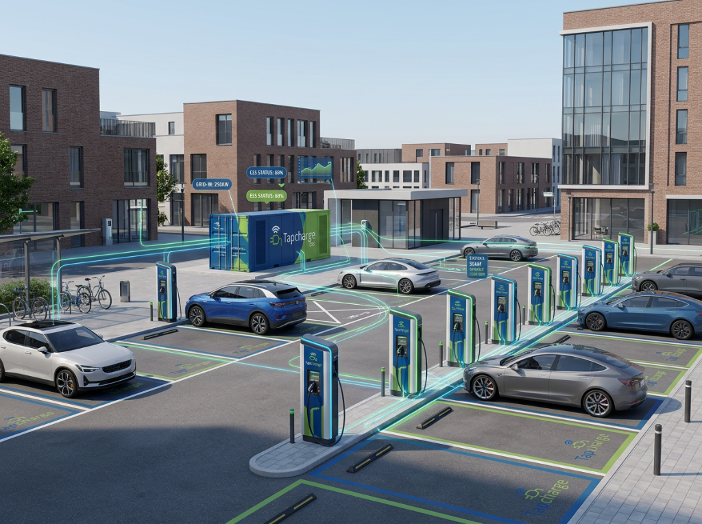 TapCharge Smart Mobility Hub — collectief laadplein met BESS-buffer